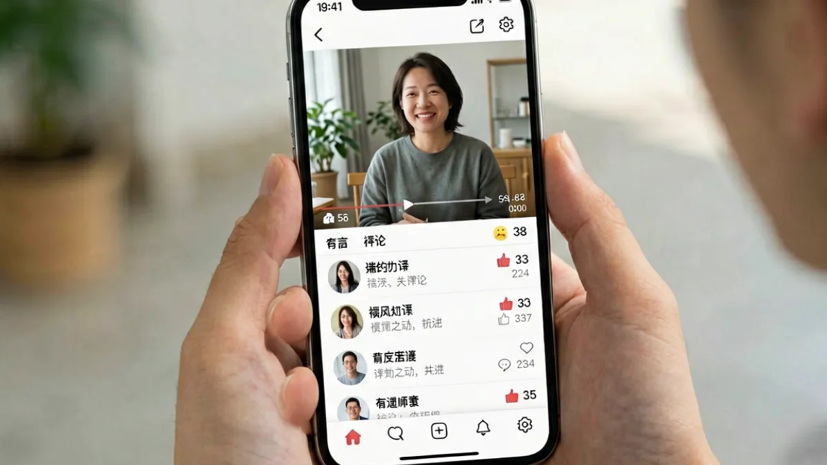 手机屏幕上展示本色视频在平台的推荐流界面，评论区热闹，用户互动数据明显，体现平台算法对真实内容的友好度
