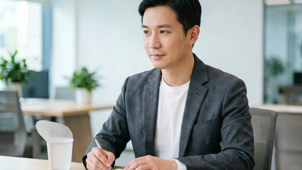 新手创作者用手机在窗边自然光下拍摄第一条本色视频，神情专注而放松，画面简洁无额外道具